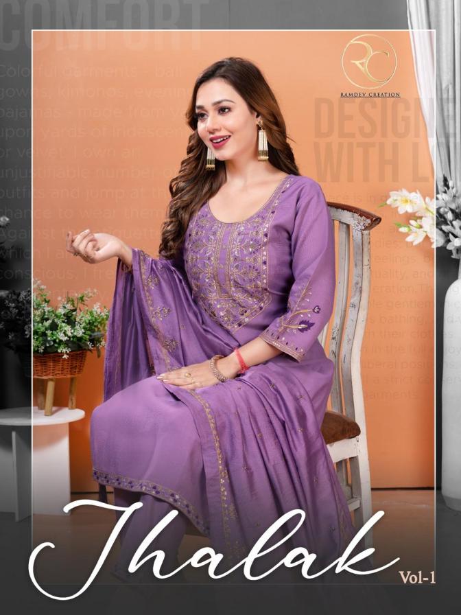 ramdev creation jhalak vol 1 vertican silk readymade 3pcs set