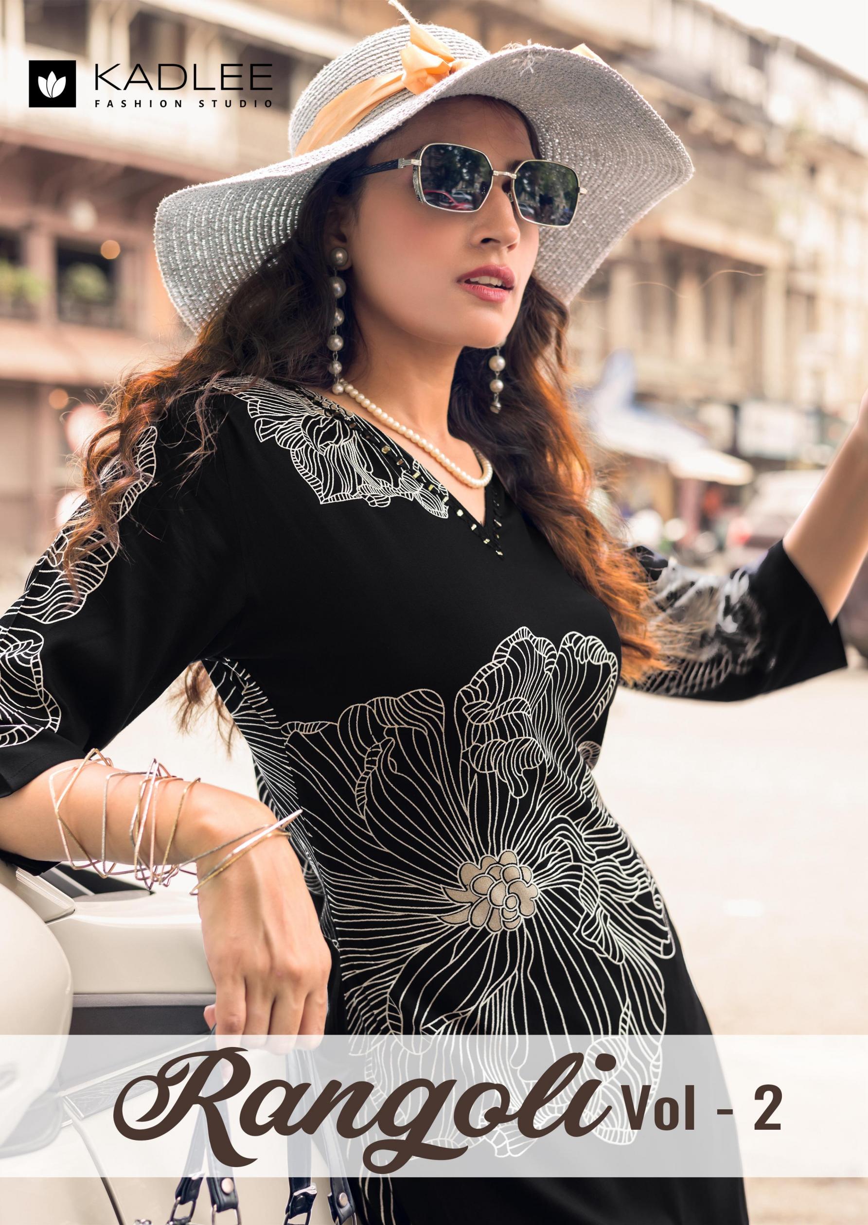 rangoli vol 2 by kadlee rayon readymade unique kurti with pant  