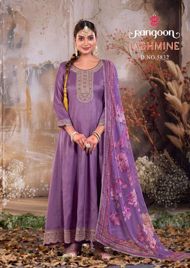 rangoon jashmine silk readymade party wear 3pcs dress