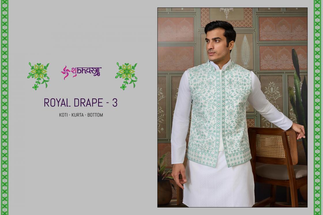 royal drape vol 3 by shubhvastra silk readymade mens kurta pant with koti 
