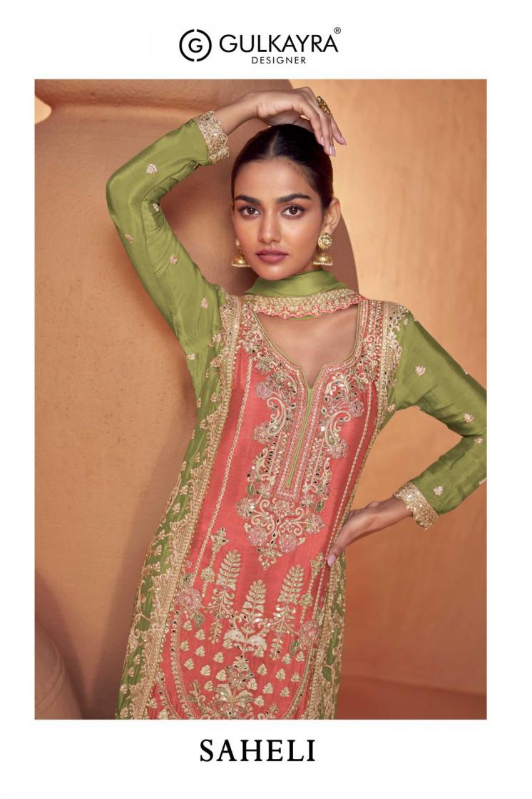 saheli by gulkayra designer chinon readymade plazzo kurti dupatta 