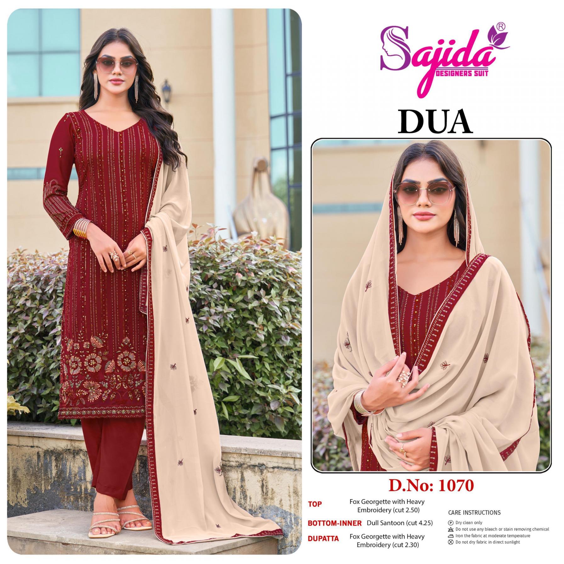 sajida designer dua 1070 georgette designer full stitch big size pakistani dress