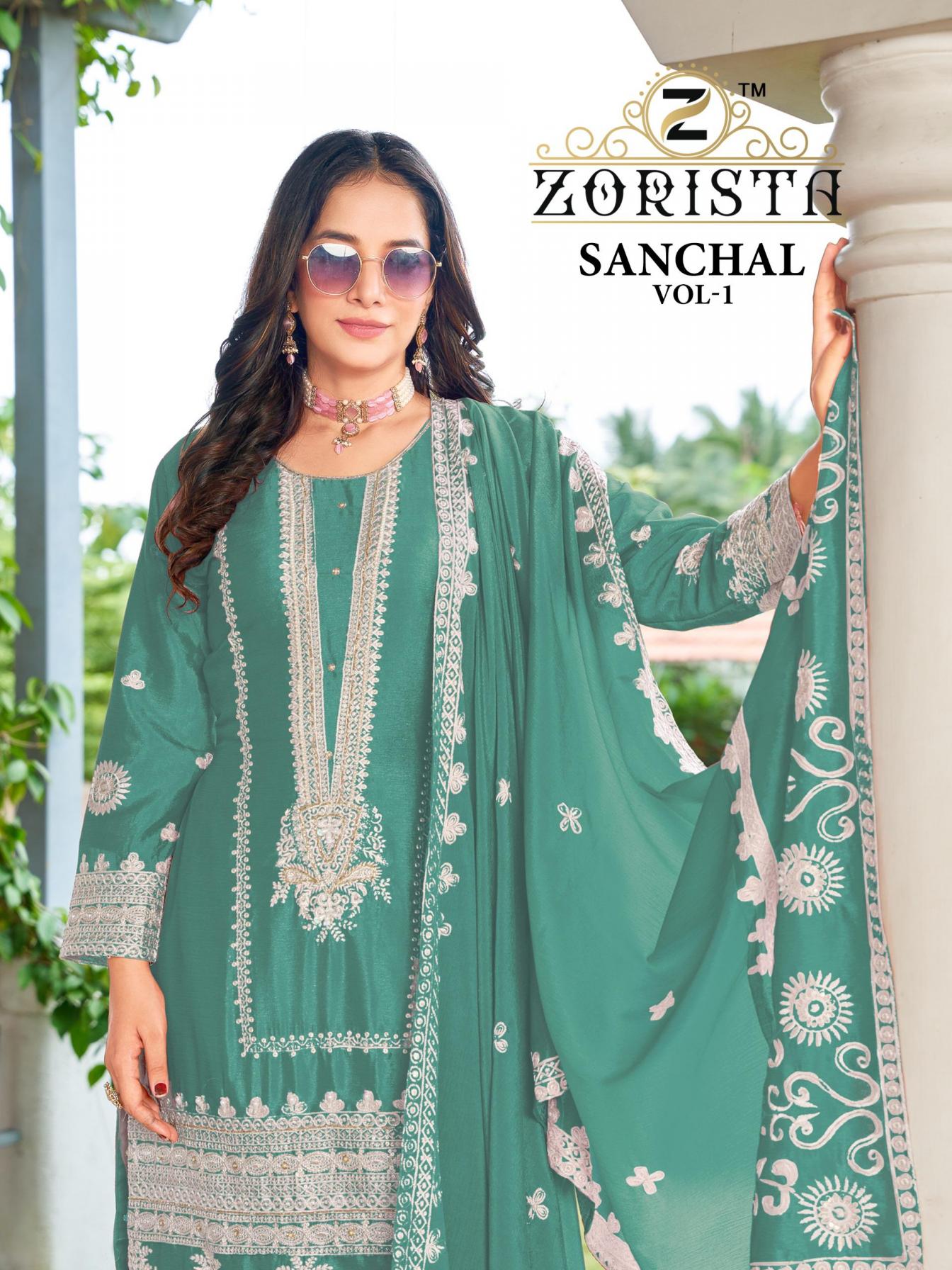 sajida designer zorista sanchal chinon silk pakistani readymade designer 3pcs dress