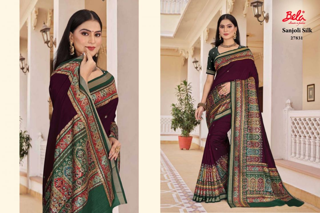 sanjoli silk by bela fashion silk regular wear saree best wholesaler 