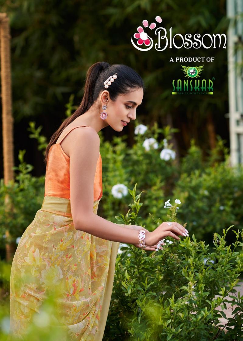 sanskar tex prints blossom chiffon shop trendy sarees  