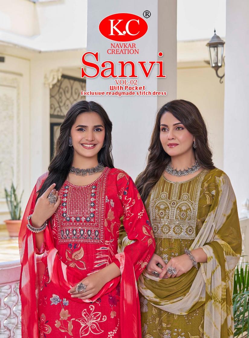 sanvi vol 2 by navkar creation vartical state cut readymade classic 3pcs dress