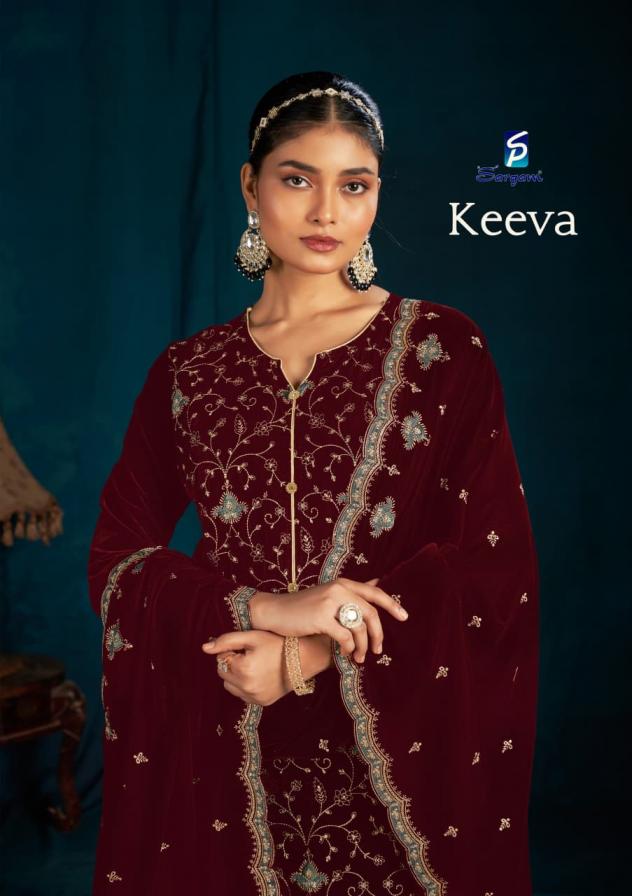 sargam prints keeva velvet winter hit design winter special dress materials online  