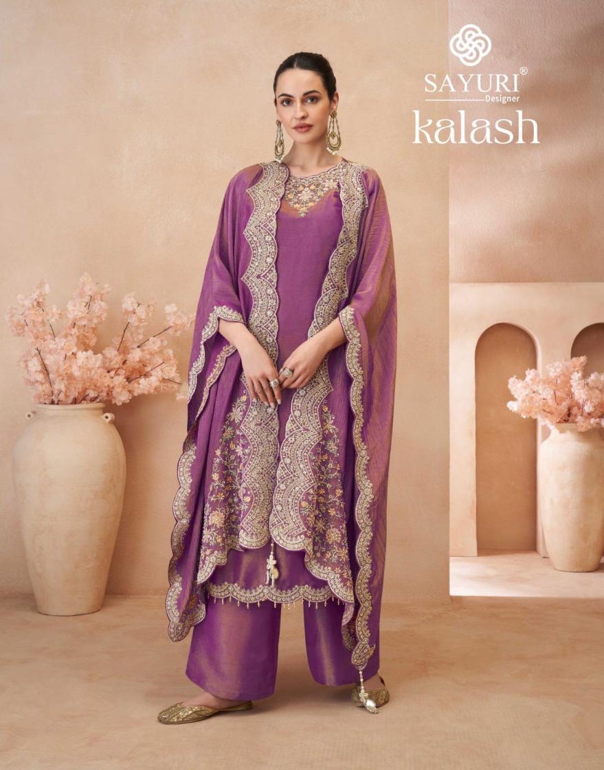 sayuri designer kalash readymade party wear simar silk plazzo suit