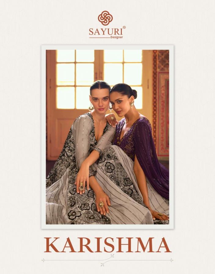 sayuri designer karishma full stitch viscose simar jacquard silk anarkali gowns with jackets 