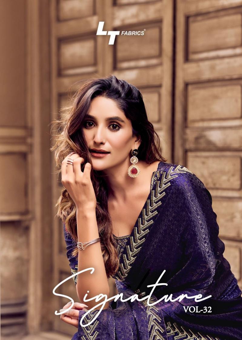 signature vol 32 by kashvi creation malai silk party wear sarees 