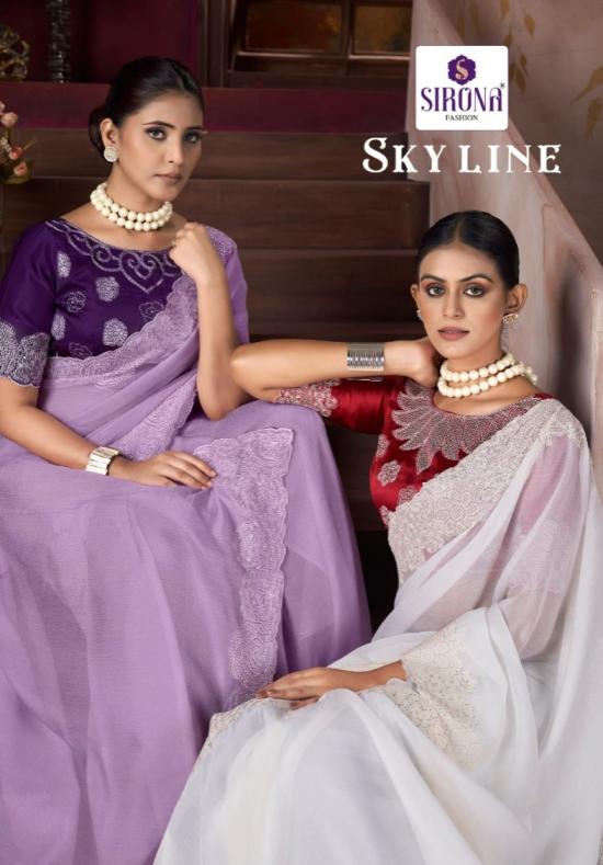 sirona fashion skyline luxurious cristal chiffon sarees for women
