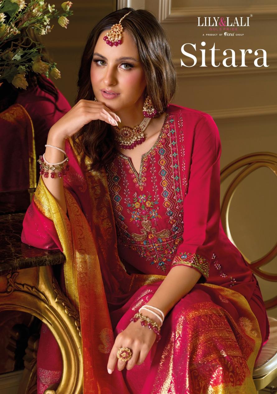 sitara by lily & lali viscose silk full stitch party wear suits for women