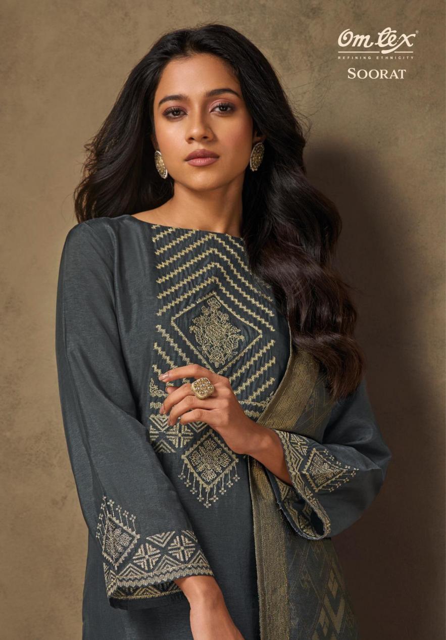 soorat by omtex rubina silk embroidery work stylish 3pcs dress online 