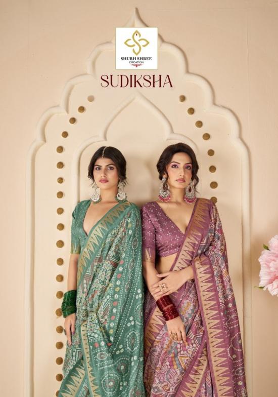 sudiksha by shubh shree creation velvet tusser silk gorgeous look sarees