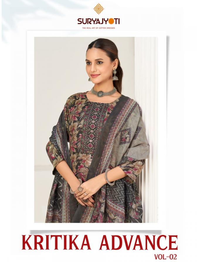 suryajyoti kritika advance vol 2 rayon capsule print full stitch 3pcs dress