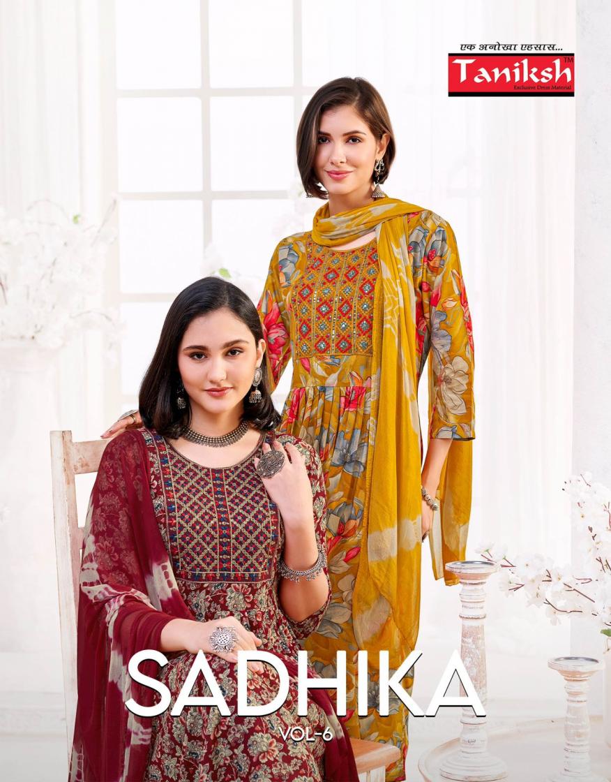 taniksh sadhika vol 6 rayon readymade stylish 3pcs dress
