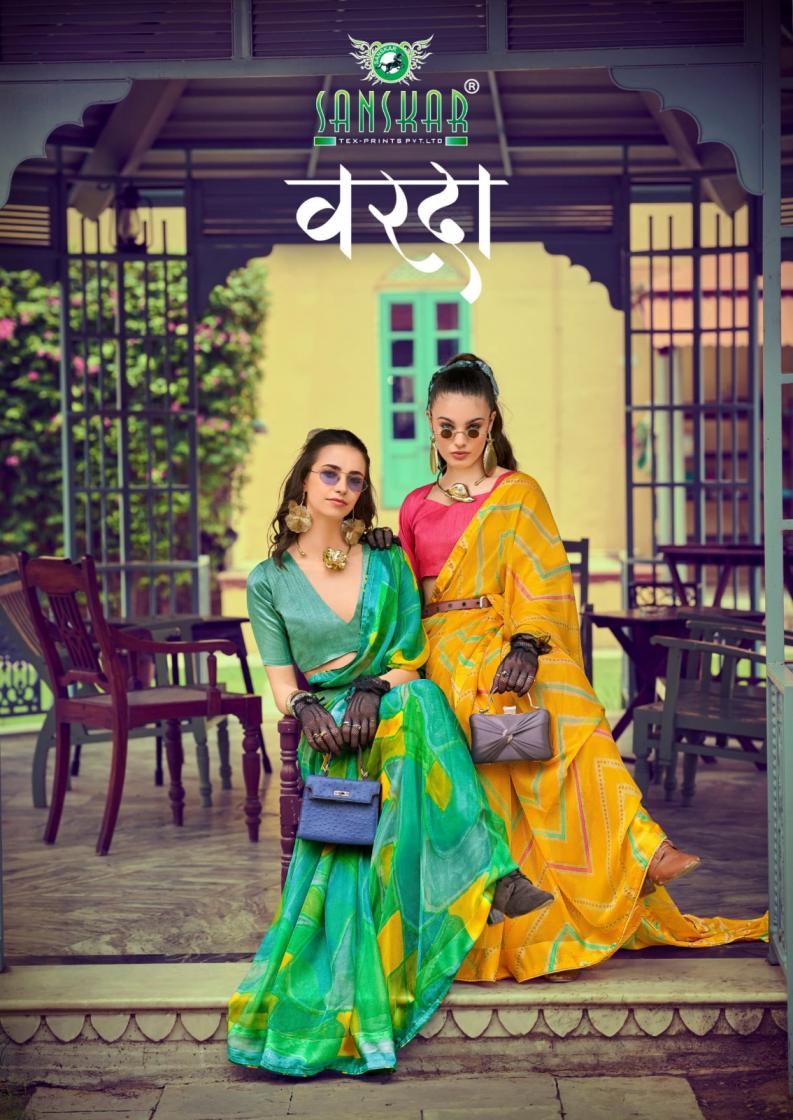 varda sanskar tex prints georgette chiffon gorgeous look saree online 