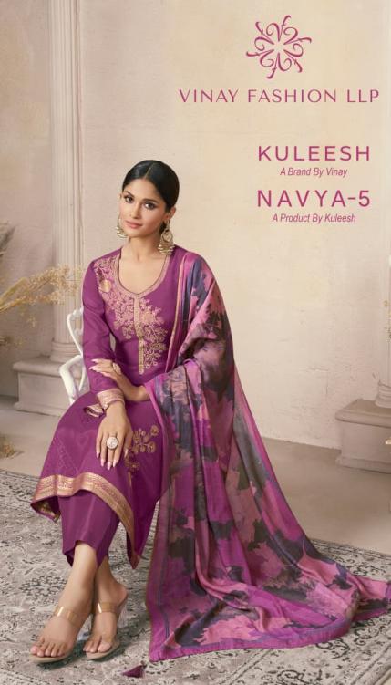 vinay kuleesh navya vol 5 viscose viscose machlin weaved party wear 3pcs dress