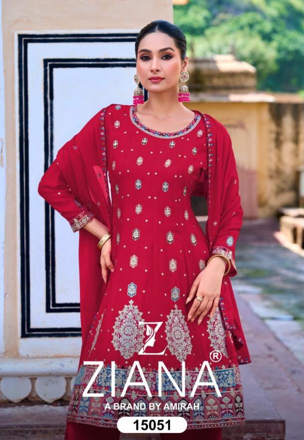 ziana 15051 designer embroidery readymade suit combo set