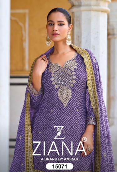 ziana 15071 pakistani readymade chinon silk kurti gharara and dupatta collection