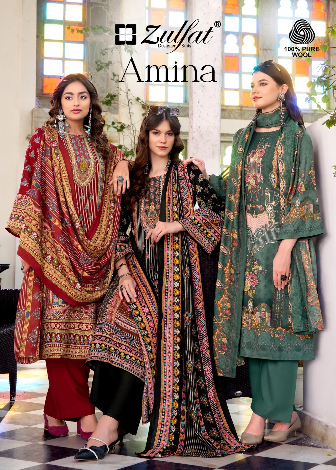 zulfat amina unique readymade big size woollen pashmina pakistani dress