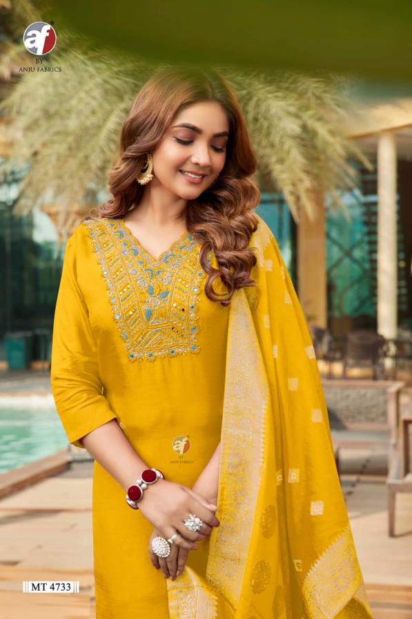 4733-4734 by anju fab traditional dola silk readymade combo 3pcs dress