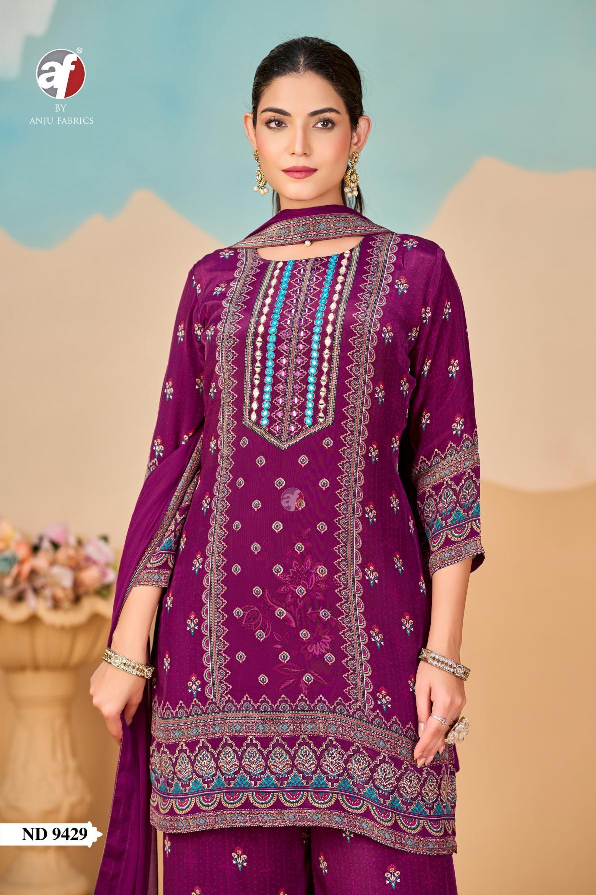 anju fab nd 9429 natural crepe combo set readymade plazzo suit