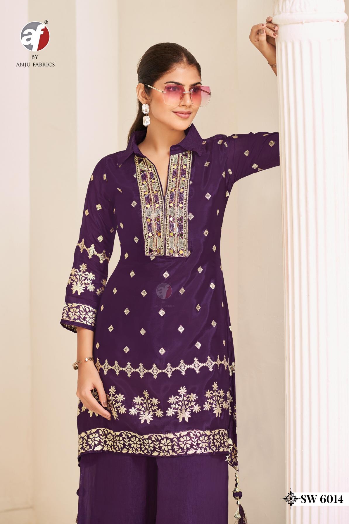 anju fab sw 6014 natural crepe fully stitch amazing combo suit online 