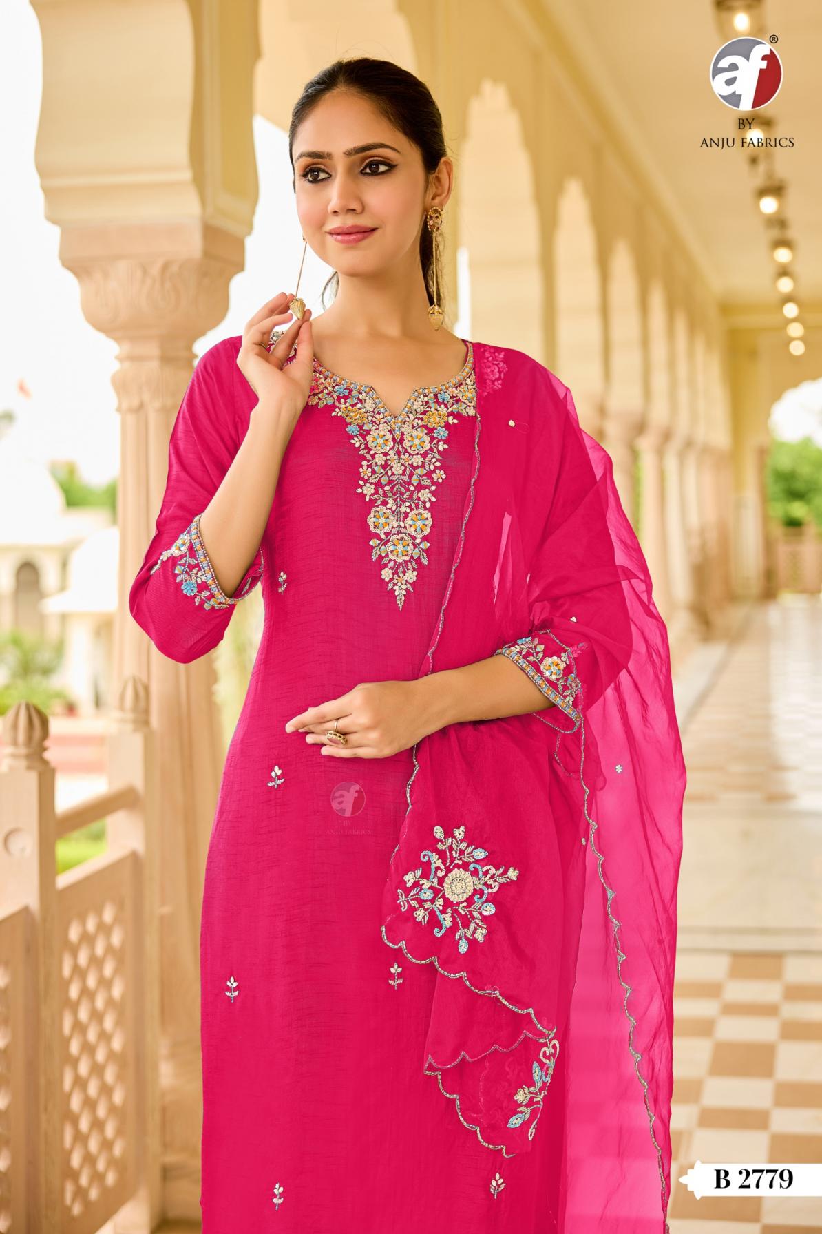 b 2779-2780 by anju fab dola silk fashionable readymade combo suits 