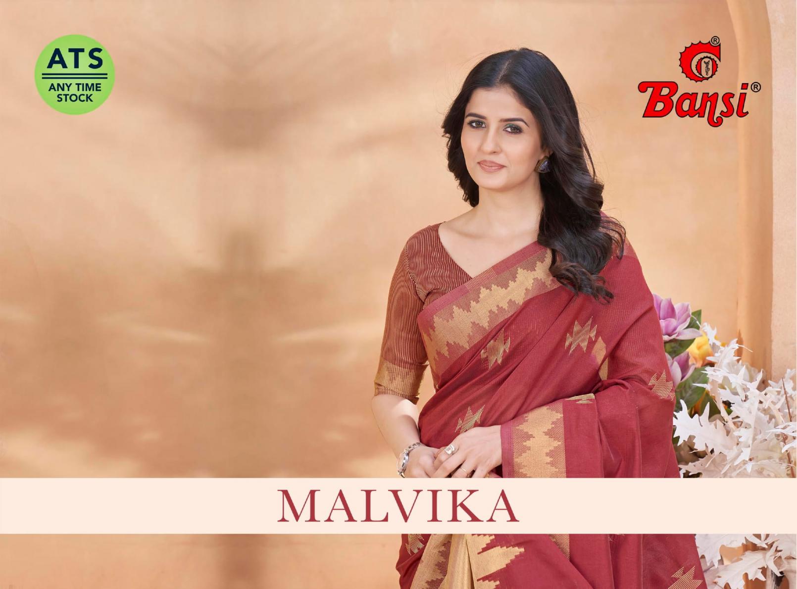 bansi malvika unique weaving buta jari cotton silk uniform saree 