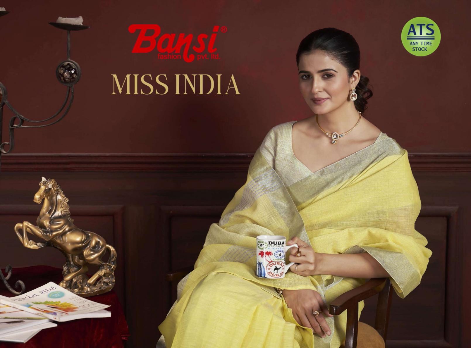bansi miss india linen cotton jari weaving shop trendy sarees 