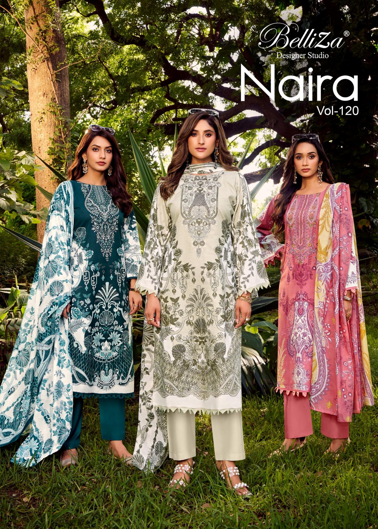 belliza naira vol 120 cotton readymade big size pakistani suits 