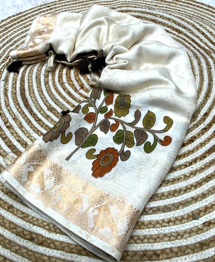 cotton crape amazing kalamkari fancy sarees 