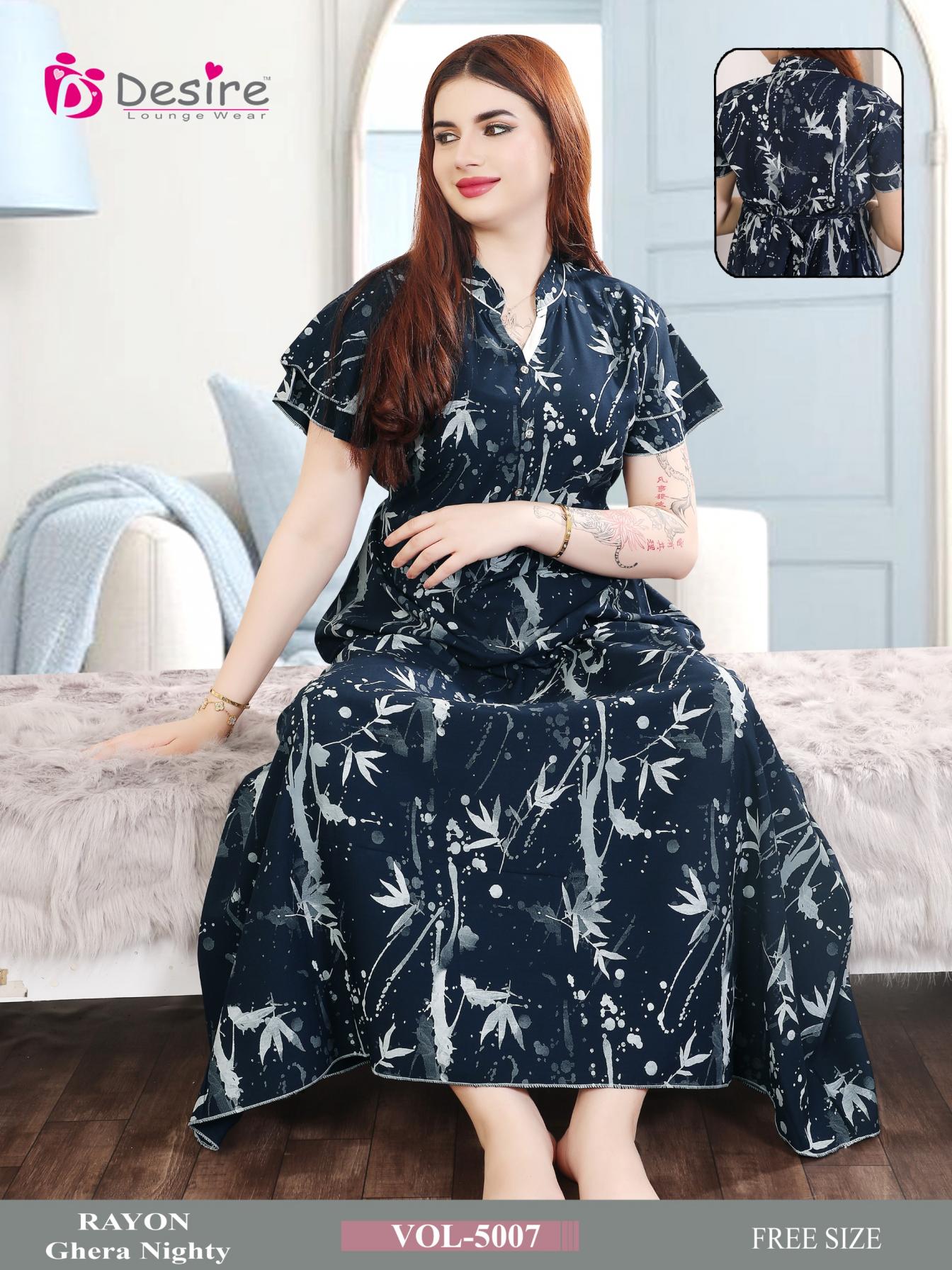 desire vol 5001-5007 readymade fancy rayon ghera combo nighty for womens 