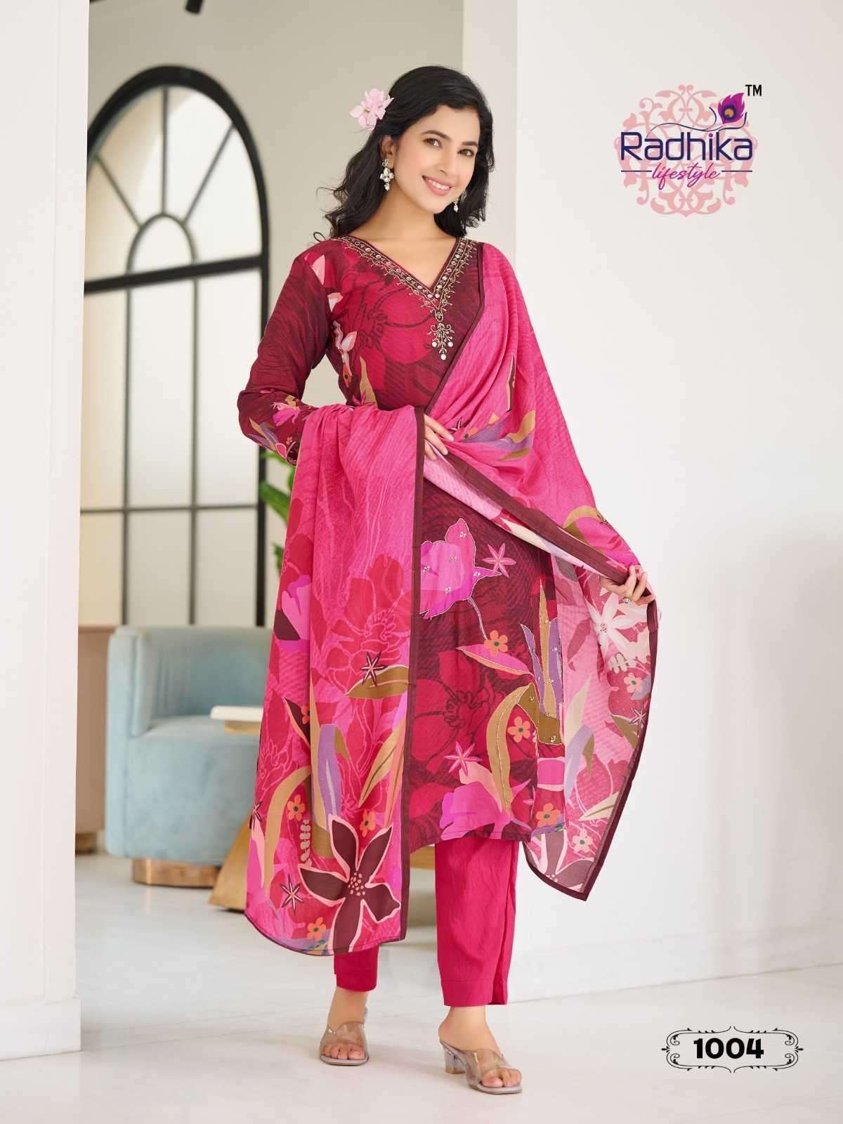 festive dairies vol 1 by radhika lifestyle muslin print readymade 3pcs suits