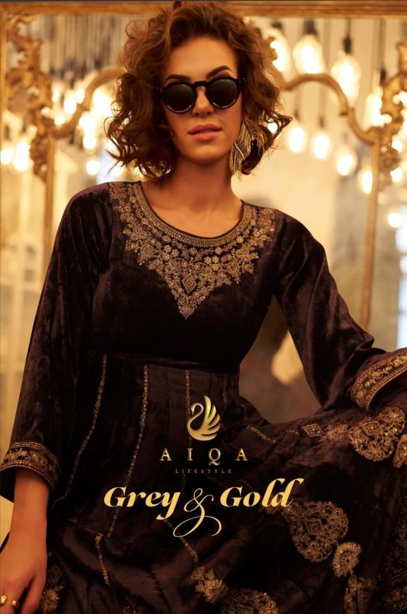grey & gold by aiqa lifestyle winter viscose velvet dress materials 