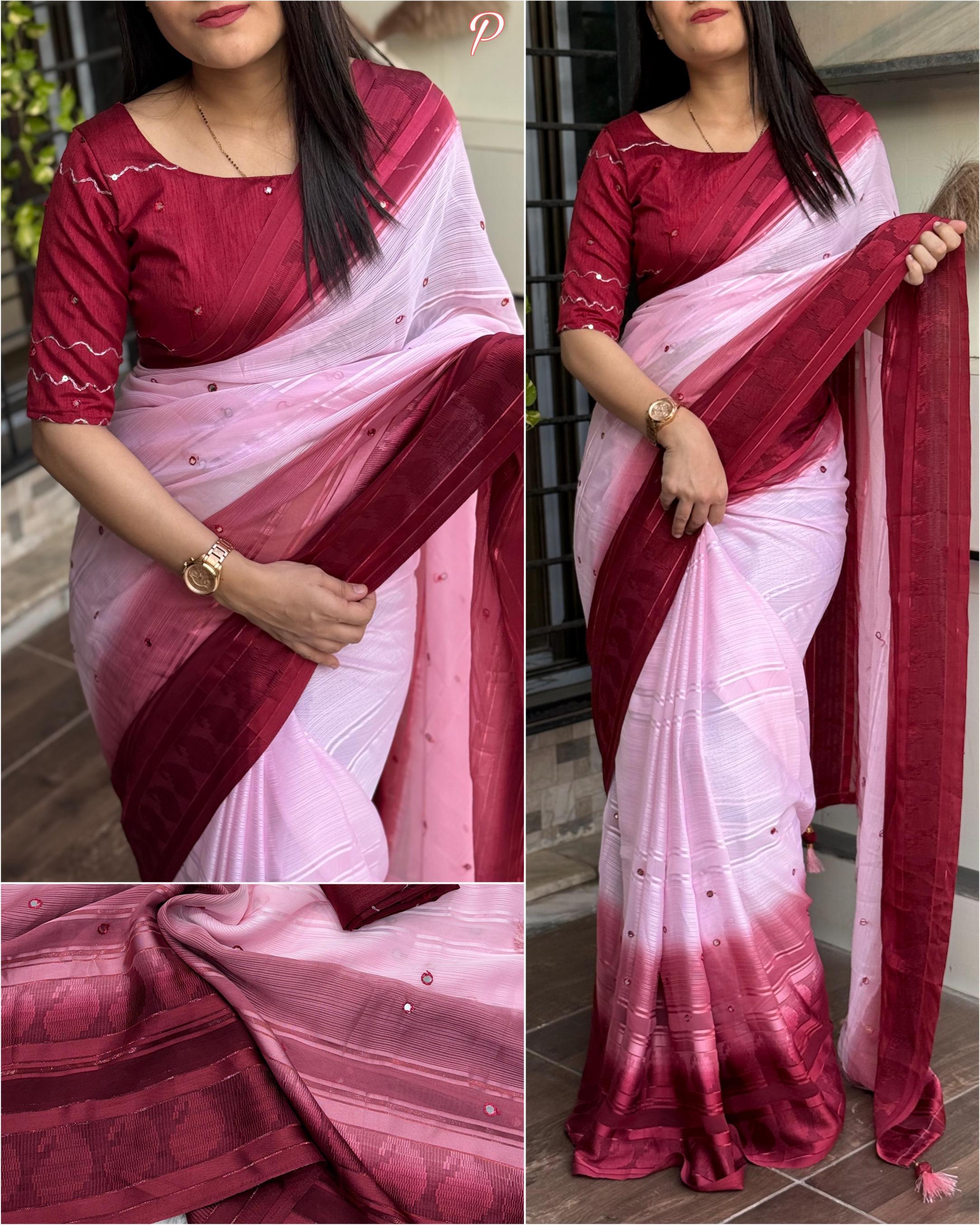 hanaya georgette weaving lining amazing saree wholesaler  