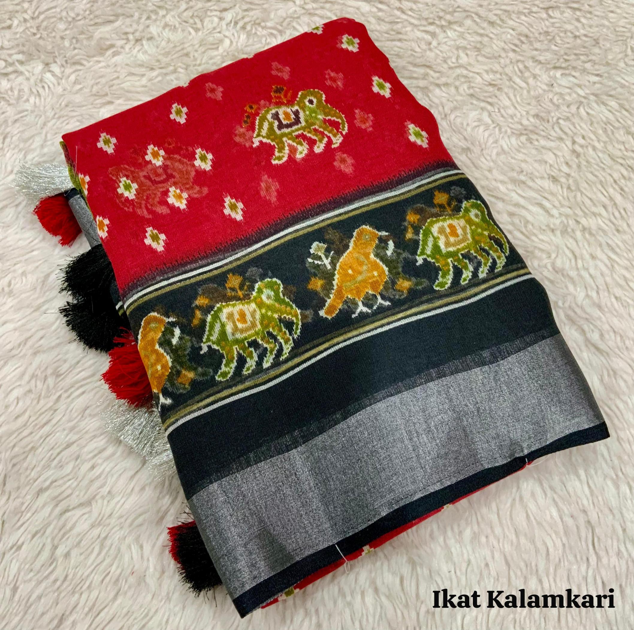ikat linen cotton attractive sarees online 
