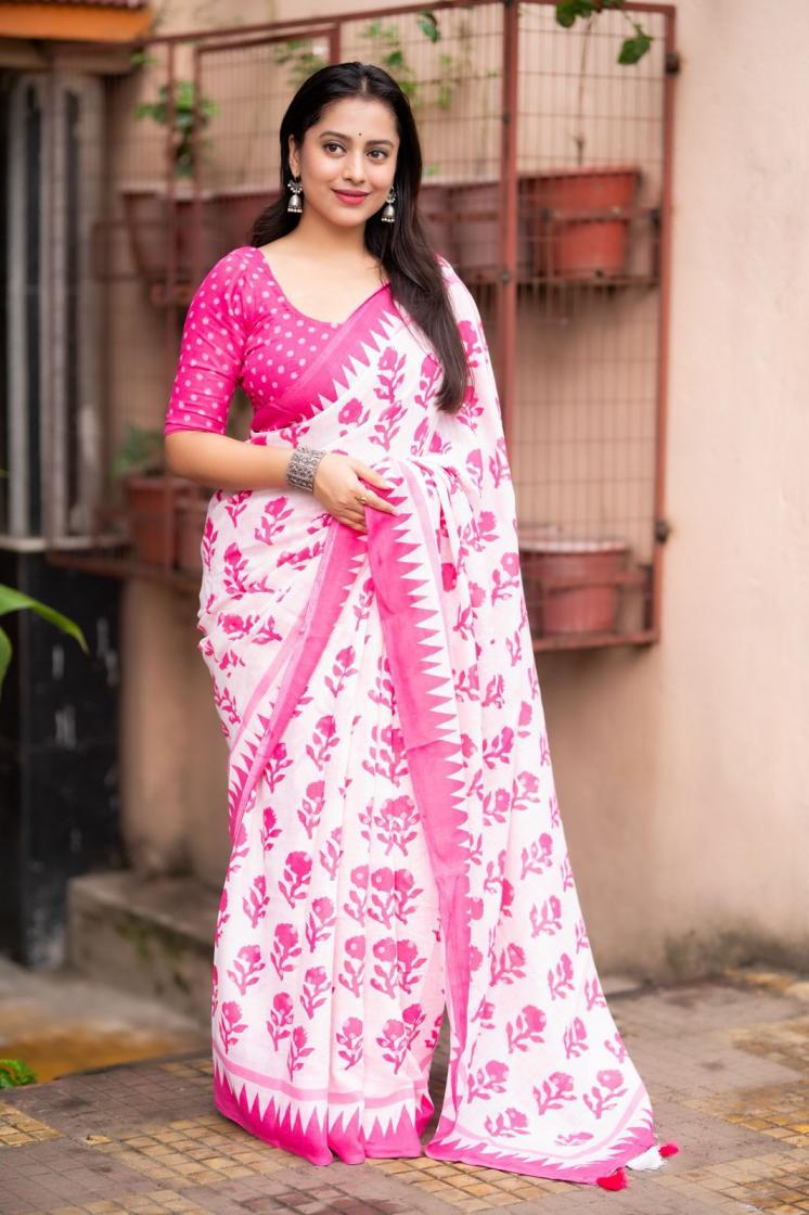 kc 224 rose linen shop trendy saree for womens 