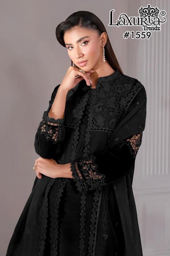 laxuria trendz 1559 glass organza silk fully stitch pakistani dress