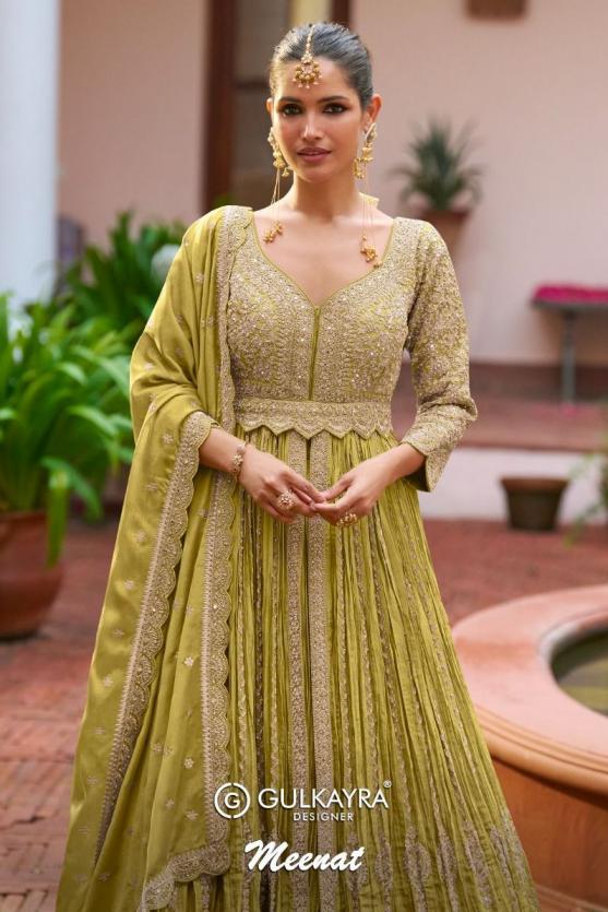 meenat by gulkayra designer fully stitch occasion wear chinon kurti skirt with dupatta  