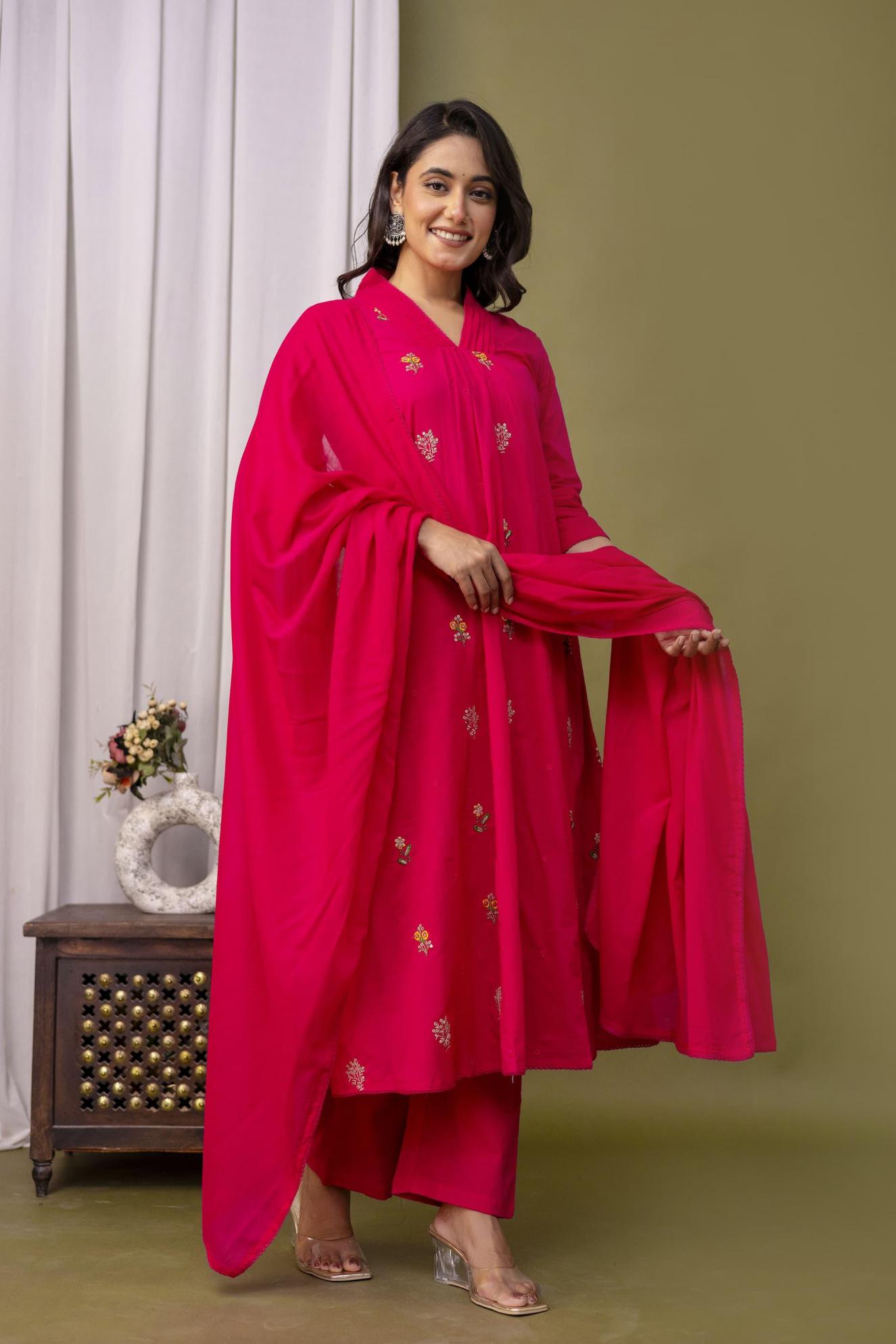 modern cotton shop trendy fully stitch combo dupatta set