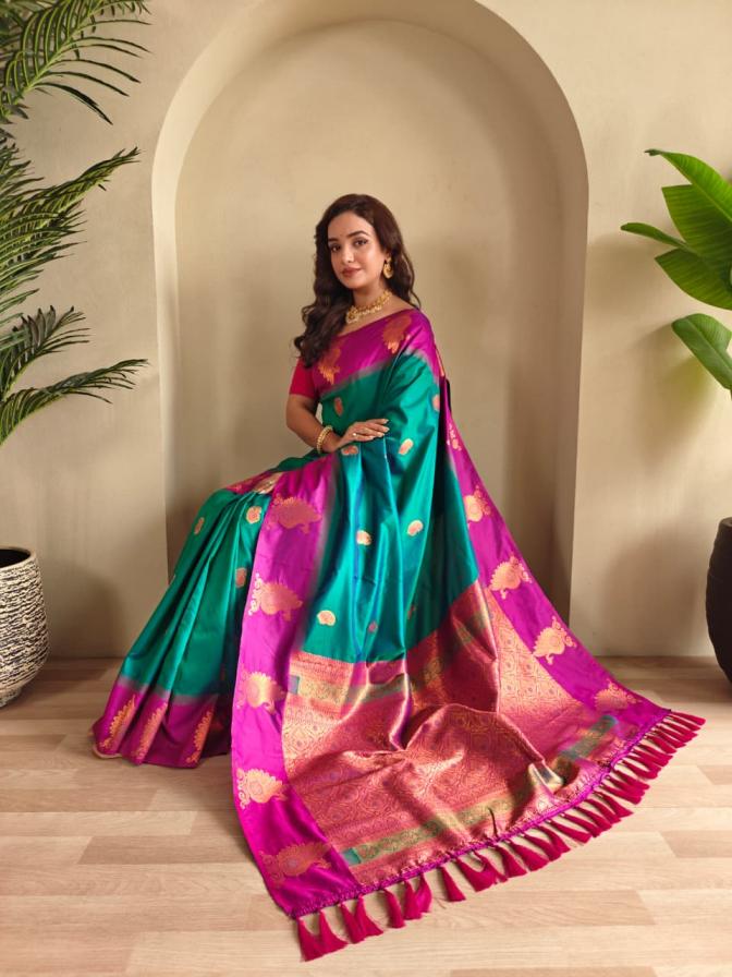 morpankh tone silk colour addition saree for womens 