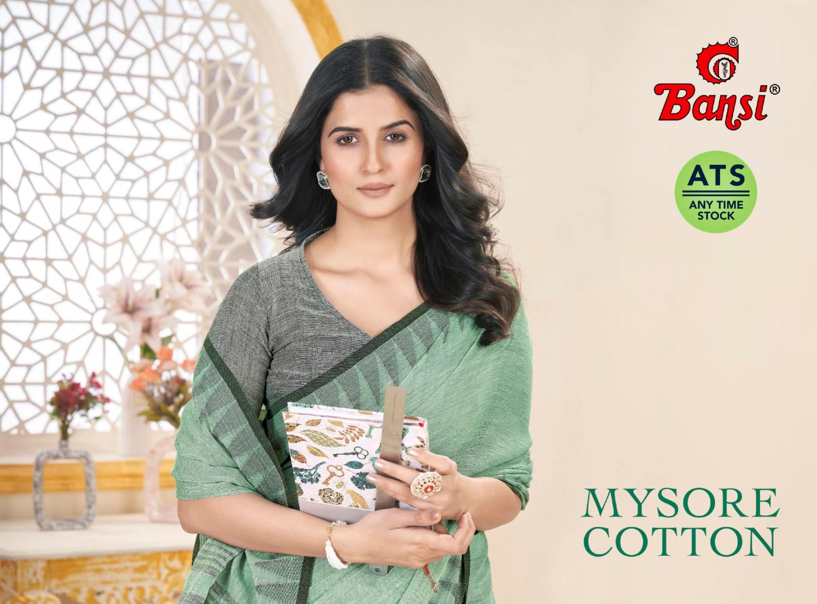 mysore cotton by bansi linen cotton weaving border sarees online 
