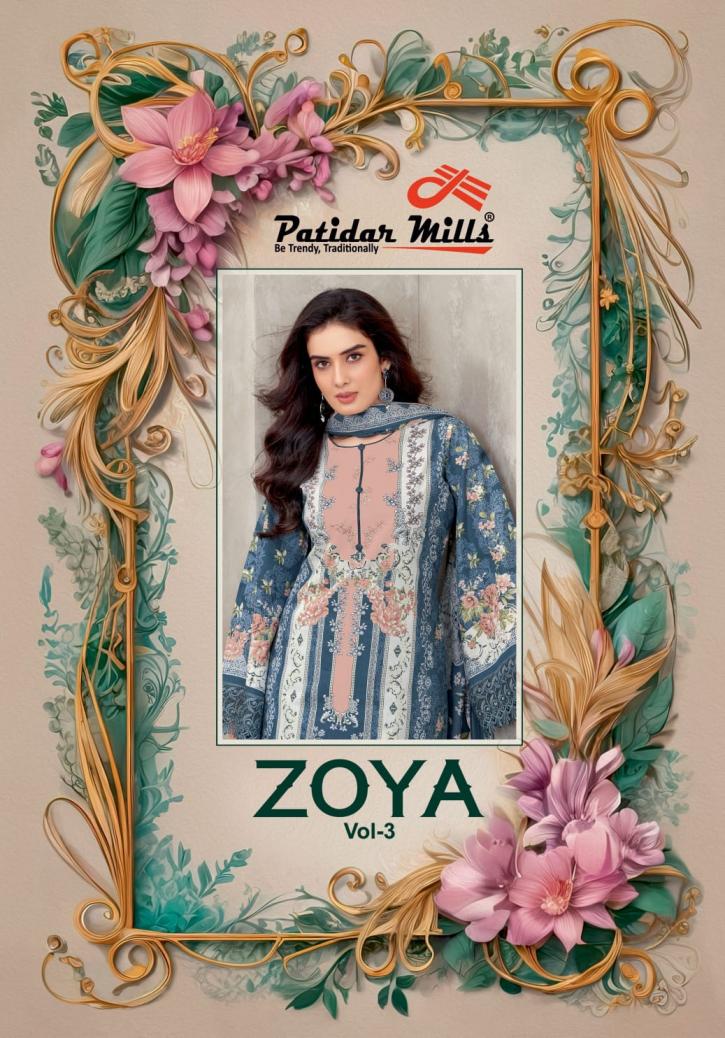 pataidar mills zoya vol 3 cotton casual 3pcs dress materials online