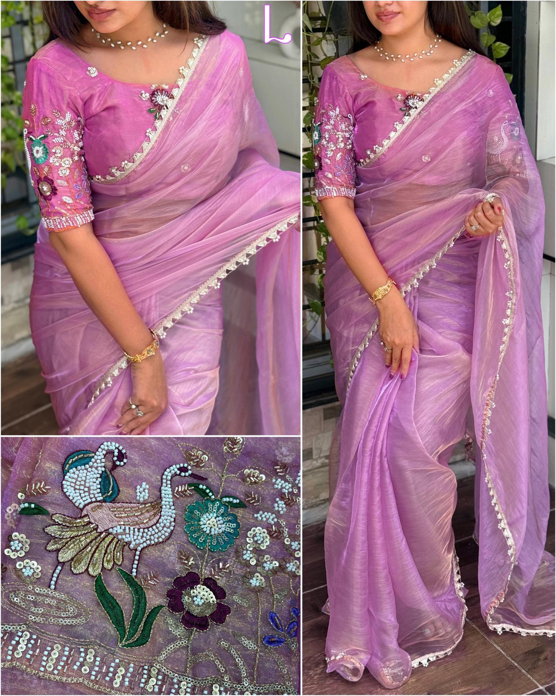 peri peri liquid organza colour addition sarees 