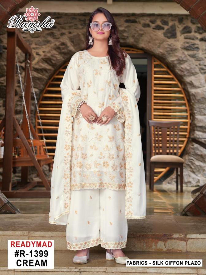 r 1399 by ramsha silk chiffon fully stitch pakistani salwar kameez 