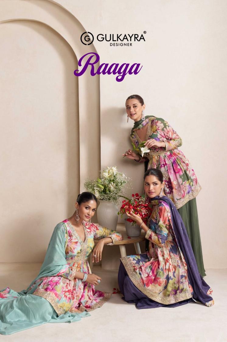 raaga by gulkayra designer full stitch unique chinon plazzo suit 