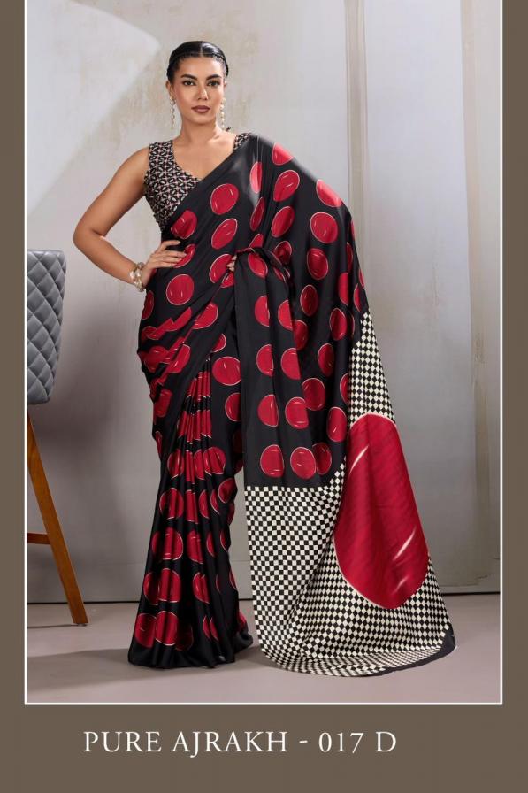 rajtex pure ajrakh 017 amazing modal satin saree wholesaler 