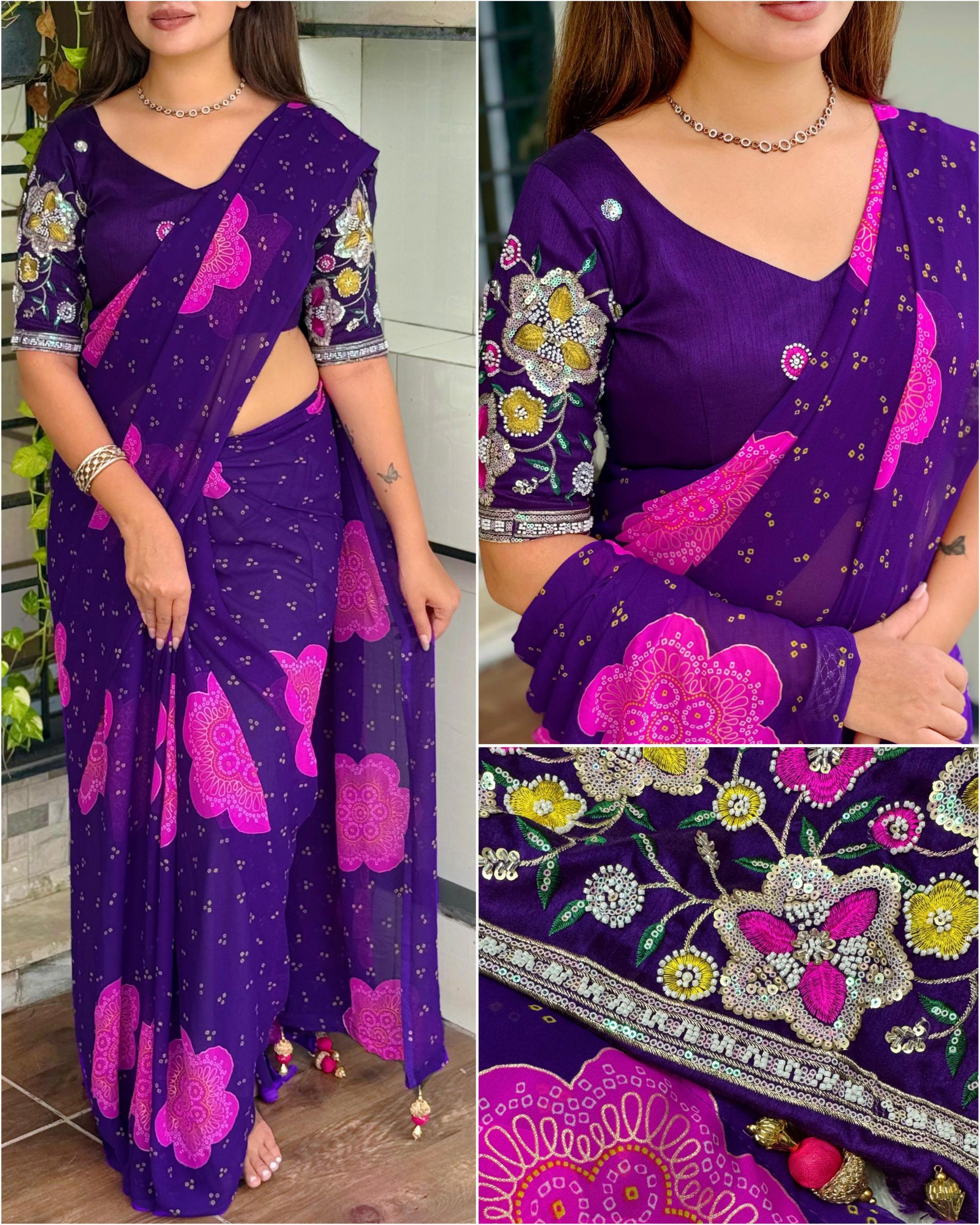 rani sahibaa georgette saree design 2025 for women  